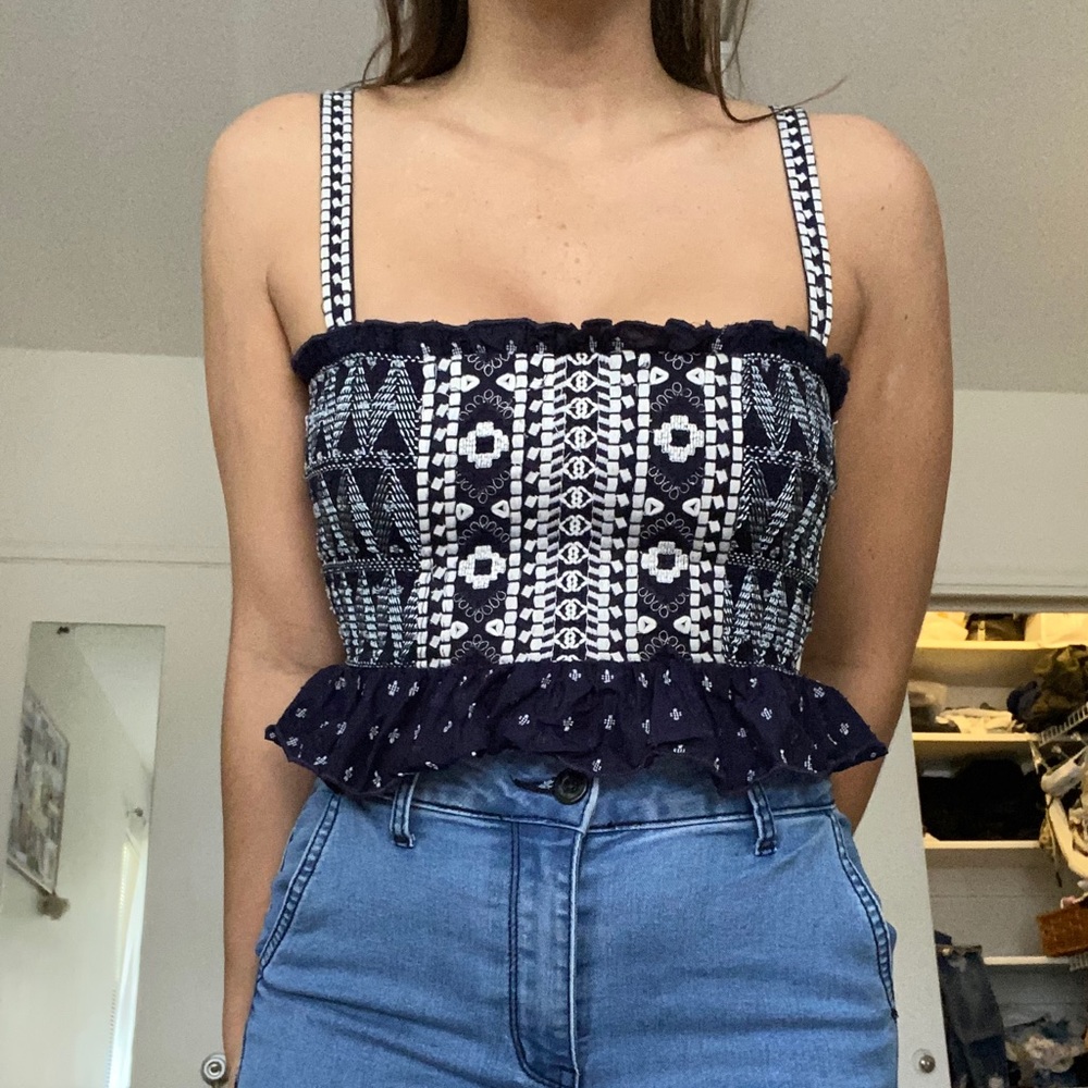 Blue Embroidered Top
